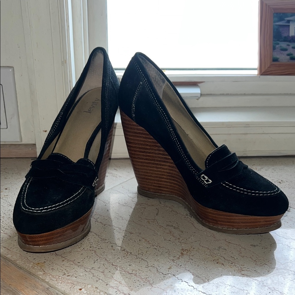 Black Wedge Loafers -Levity